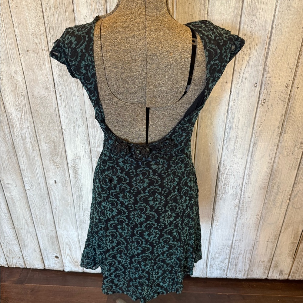 All that Jazz Black and Teal Vintage Lace Dress - Picture 6 of 9